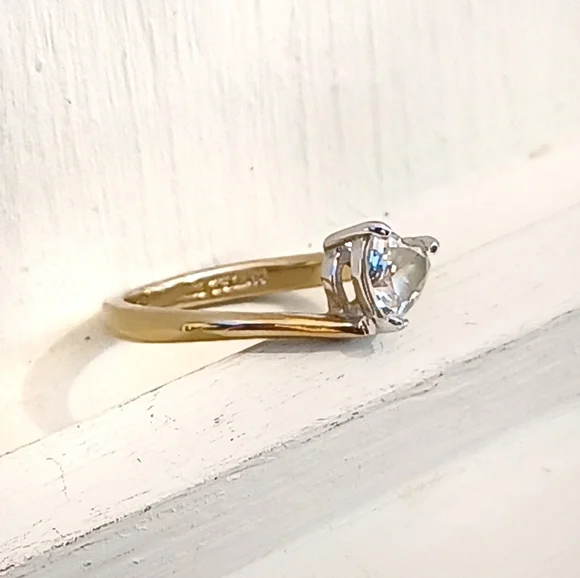 14K GE ESPO (Joseph Esposito) Heart Shape CZ Stone Gold Ring - Picture 4 of 8